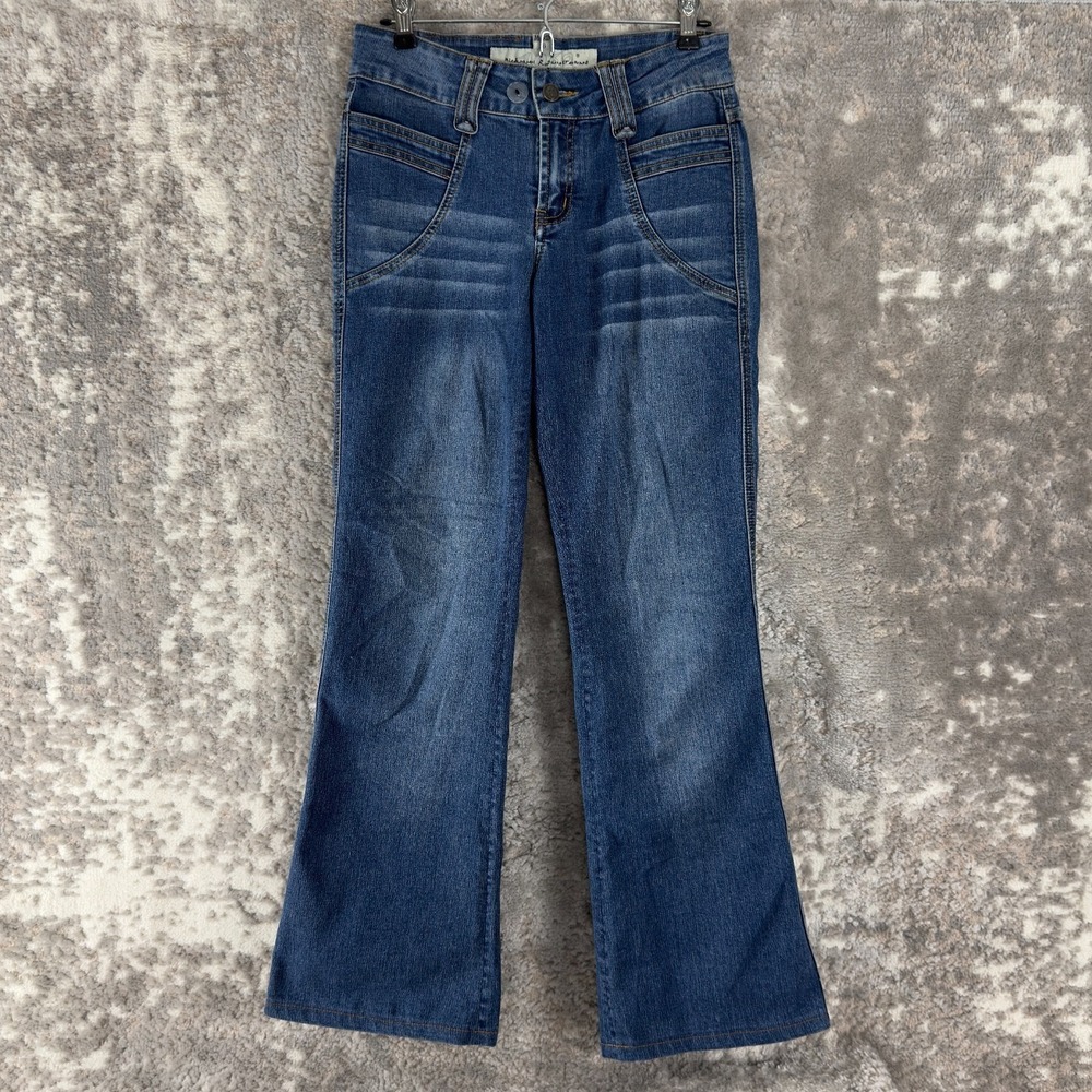 MCRD Michael R Dans Jeans Size 26 Floral Beaded Flared Pants‎ Button Denim